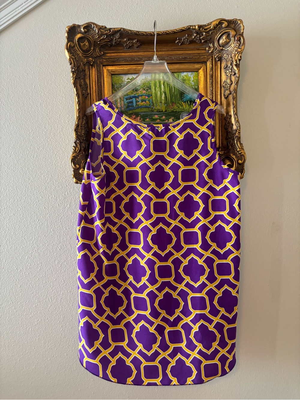 LSU Purple & Yellow Gold Geometric Print Blouse - Picture 3 of 4